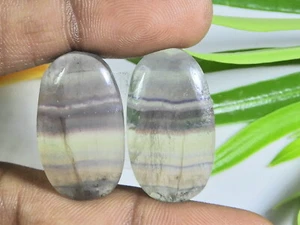 16X28MM Natural Rainbow Fluorite Pair Oval Cabochon Loose Gemstone 61Cts. B884 - Picture 1 of 9
