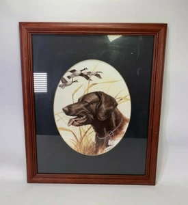 Vintage Black Labrador Dog Hunting Dog Art Print by R. J. McDonald w/ Frame  - Picture 1 of 5