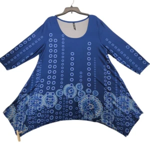 White Mark Blouse Womens size 3XL Blue Tunic Stretch 3/4 Sleeve Top D205 - Picture 1 of 7