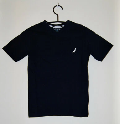 NWT Nautica Big Boys Solid Sport Navy Blue V-neck SS Logo T-Shirt sz M 10-12 - Image 1 of 4