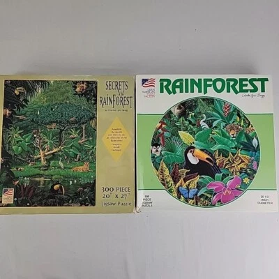 Vtg Rainforest Jungle Puzzle Lot 300 500 Pc Lg COMPLETE Charles Lynn Bragg RARE - Image 1 of 4