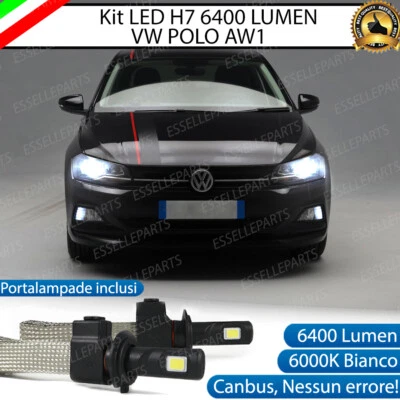 KIT LED H7 CANBUS VW POLO AW1 6000K 6400 LUMEN XENON NO ERROR ANABBAGLIANTE - Immagine 1 di 4