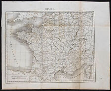 1840c - Map of France - antique map - engraving - Perrot And Achin