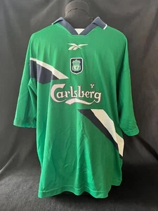 Maglia Liverpool originale 1999/00 GREEN AWAY Reebok Carlsberg 42/44 - Foto 1 di 10