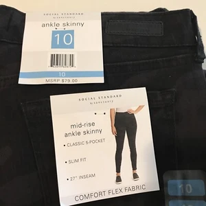 NEU MIT ETIKETT REG $ 79 ANKLE SKINNY DAMEN ZWEIFARBIG SCHWARZ TARNFARBEN JEANS GRÖSSE 10 TASCHEN 5 - Bild 1 von 4