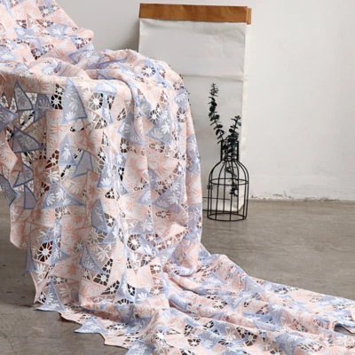 Cortina Hágalo Usted Mismo Tela Floral Encaje Bordado Geométrico Dos Tonos Confección Foto 1 de 4