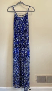 Fire Los Angeles Blue Maxi Dress with Spaghetti straps Small - Picture 1 of 9