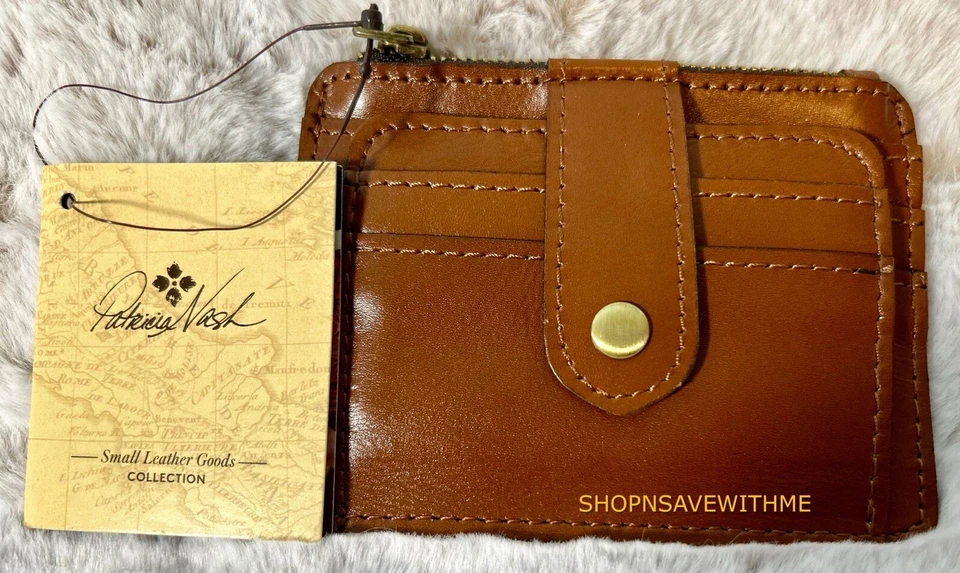 Patricia Nash Cassis ID Credit Card Case RFID Genuine Leather Tan P56701