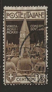 Italy Scott #125 used 1912 re-erection of the Campanile at Venice, 15c dk brown - Picture 1 of 2