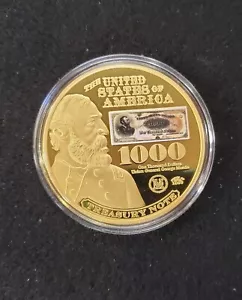 2014 AMERICAN MINT TREASURY NOTES COIN COLLECTION 1890 $1000 MEADE 24K LAYERED - Picture 1 of 4