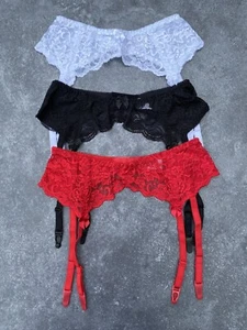 Brand New Floral Lace Fronted Suspender Belt White, Black or Red Sizes 6 upto 18 - Picture 1 of 21