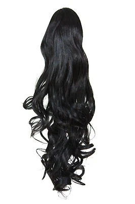 23'' Curly Pony Tail Clip Natural Black Cosplay Wig Clip Only NEW - Image 1 of 2