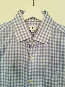 REISS “Ollie” L/S Light Blue / White Check Cotton Shirt M BNWOT - Picture 1 of 13