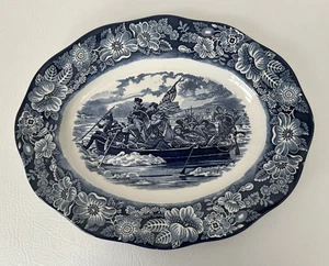 Vintage Liberty Blue Staffordshire Platter Washington Crossing The Delaware 14 " - Picture 1 of 4
