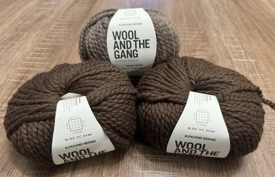Lot Of 3 WOOL AND THE GANG -ALPACHINO MERINO, Walnut Brown, Espresso Brown - Image 1 of 3