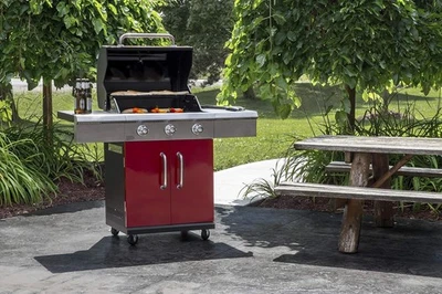 Elegante parrilla de barbacoa de gas de 3 quemadores LP mesas auxiliares de parrilla de barbacoa de 542 pulgadas cuadradas área de cocción Foto 1 de 4