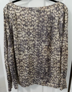 H&M Damen Bluse Shirt Oberteil fließend Poly weich Animal Print Langarm XL - Bild 1 von 7