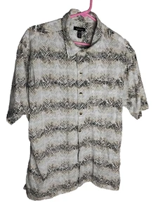 Camisa Van Heusen Para Hombre XL 17-17 1/2 Abotonada SS Marrón Tostado y Blanco con Bolsillo - Imagen 1 de 3