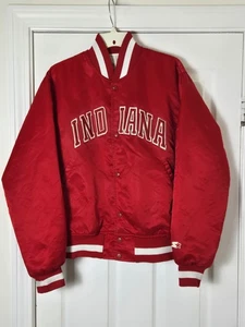 Vintage Starter Indiana Hoosiers Red Satin Bomber Jacket Men's Size Medium - Picture 1 of 7