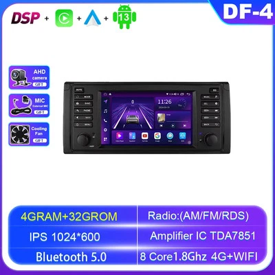 For BMW 5 Series E39 X5 E53 M5 Android CarPlay Car Radio GPS Stereo Video Player - Image 1 of 4