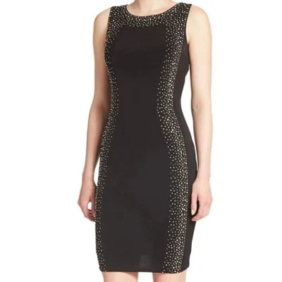 Платье-футляр Calvin Klein черное с заклепками эластичное джерси - Изображение 1 из 4