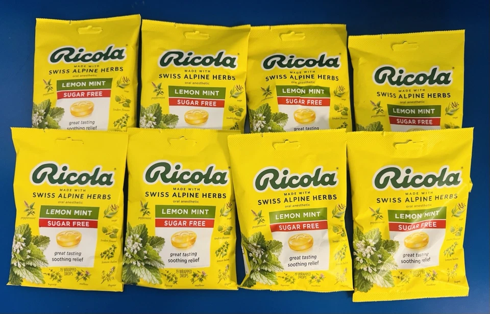 (8) Gotas Ricola sin azúcar limón menta alivio garganta, 19 bolsas de gota caducidad: 07/2027 Foto 1 de 1