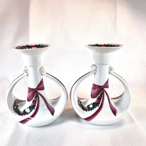 Pair of ROYAL COPENHAGEN "Jingle Bells" Candle Holders - Picture 1 of 7