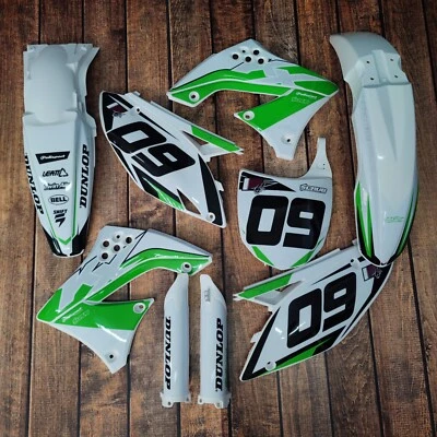 Plásticos + Gráficos Kawasaki KX450F 2009 2010 2011 PERSONALIZADO número de carrera nombre bandera Foto 1 de 4