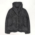 Down Feather Jacket Collared Puffer Qulted Coat Retractable Hood Black XL 2XL
