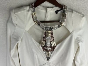 Vestido para mujer VENUS blanco roto mangas largas pedrería talla 2 cremallera trasera nuevo con etiquetas - Imagen 1 de 4