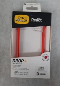 Coque véritable OtterBox Galaxy S21 5G/LTE React + protection écran transparent/rouge - Photo 1 sur 2