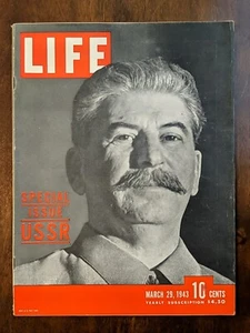 Life Magazine 29. März 1943 2. Weltkrieg Stalin, UdSSR, Sowjetunion SELTENE NEUSTAND KOPIE - Bild 1 von 2