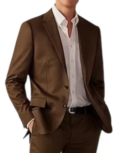 CHAQUETA DE TRAJE CHINO ITALIANA J.CREW MARRÓN LUDLOW SLIM FIT NUEVA CON ETIQUETAS AT050 TALLA 36S 36 - Imagen 1 de 8