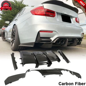 For BMW F80 M3 F82 F83 M4 2014-19 REAL CARBON Rear Bumper Diffuser Lip Splitters - Imagen 1 de 12