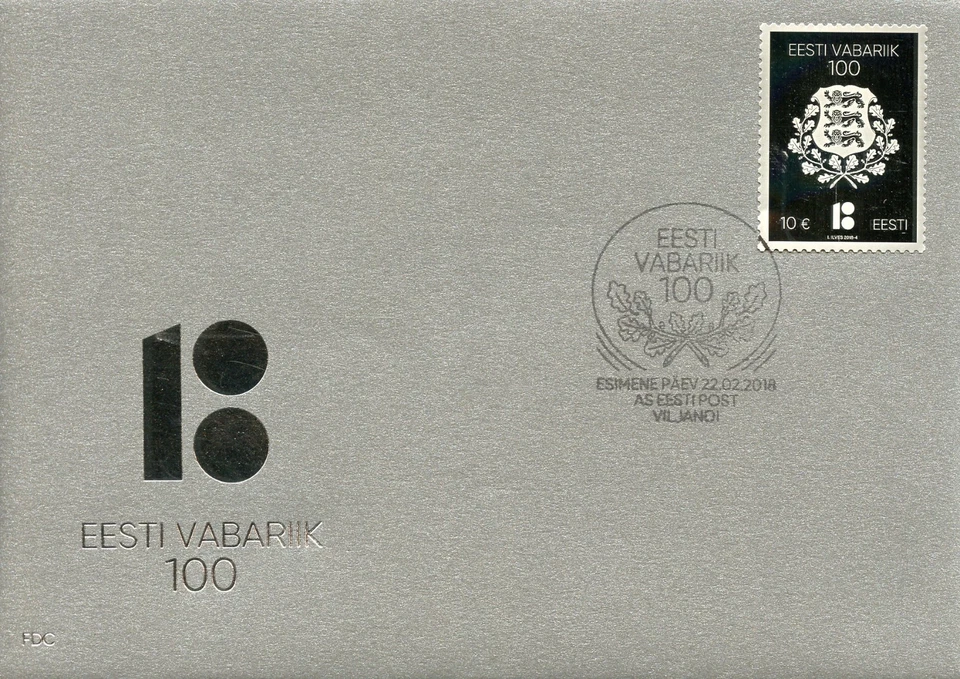 Estonia 2018 FDC Republic of Estonia Centenary 1v Cover Silver Stamp Stamps - Image 1 of 1