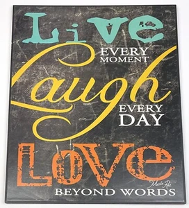 10.75"x13.75" MARLA RAE Black LIVE LAUGH LOVE Wooden WALL ART WM120223 EUC - Picture 1 of 3