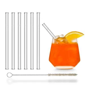 HALM 6x 15cm kurze Glasstrohhalme (gerade) Glasstrohhalme Glastrinkhalme Strohha - Picture 1 of 7