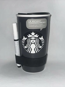 Black Starbucks Coffee Writable Ceramic 12 Oz Travel Tumbler w/Lid 2016 - Picture 1 of 6
