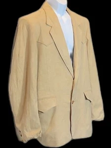 Vtg Golden Pioneer Wear Men's Jacket Western Cowboy Blazer Beige Suede SZ 44 - Picture 1 of 12