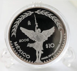 Mexico 2006 Chihuahua $10 Pesos Silver Proof Issue 1 oz ANGEL DE LA LIBERTAD 999 - Bild 1 von 2