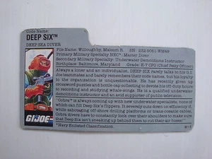 SBS Carte / File card Gi joe Gijoe Hasbro 1989 : figurine DEPP SIX - Imagen 1 de 2