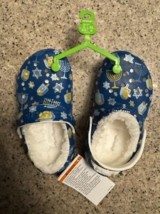 Crocs Classic Lined Hanukkah Clogs Toddler Sz C9 Blue Slip On Shoes 209327-90H - Picture 1 of 1