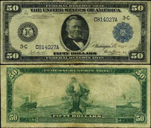FR. 1033 $50 1914 Federal Reserve Note Philadelphia Fine - Picture 1 of 3