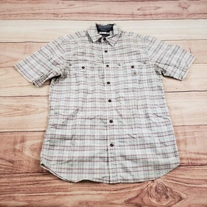 Carhartt Shirt Mens Medium Brown Red Outdoors Button Up Rugged Flex Plaid Adult - Picture 1 of 10