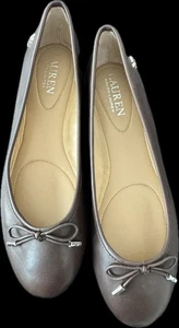 Lauren Ralph Lauren Jayna Ballet Flat per donna tomaia in pelle marrone castagno 7 B - Foto 1 di 5