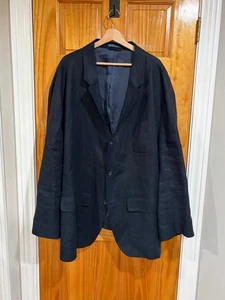 Polo Ralph Lauren 100% Linen Blazer Navy Sport Coat Made in Macau Men’s 5XB Big - Picture 1 of 12