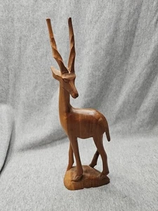 Wood Hand Carved Gazelle Antelope Animal Figurine Made in Africa - Picture 1 of 10