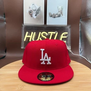 Gorra ajustada 59FIFTY roja de los Dodgers de Los Ángeles talla 8 nueva con etiquetas - Imagen 1 de 8