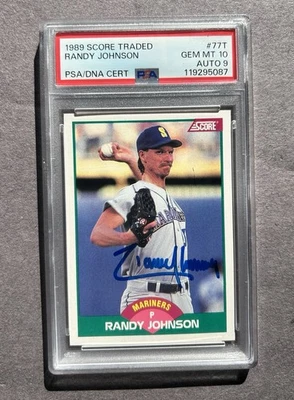🔥1989 Pontuação (T) #77T Randy Johnson RC assinado.SEA Mariners Auto.GEM MT 10 Auto 9 - Imagem 1 de 2