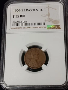 ๐1909-S LINCOLN WHEAT PENNY NGC F-15 BN - Picture 1 of 2